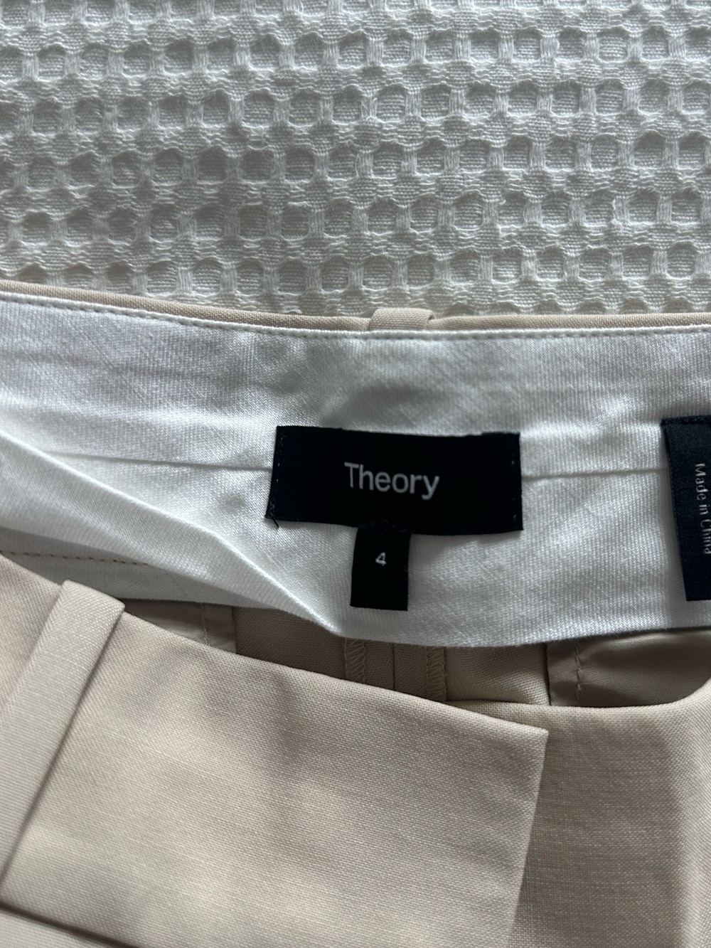 Theory Wide Leg Cream Trousers - Picture 3 of 3
